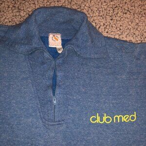 West Memory France Club Med Pullover Half Zip Blue Unisex